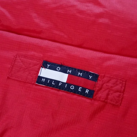 Vintage 90s Tommy Hilfiger Goose Down Puffer Jacket RED - Picture 11 of 14